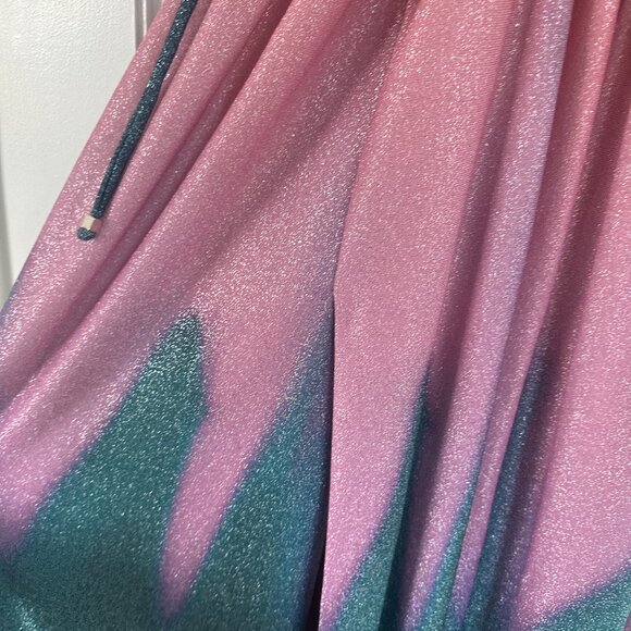 NWT PatBO Cut-out Plunge Maxi Dress Ombre Glitter Lurex Stretch Front Slit Sz 6 - Picture 6 of 12